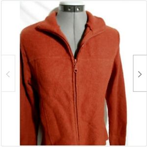 JILLIAN JONES Boiled Wool Cardigan Sweater S Burnt Orange retro coatigan